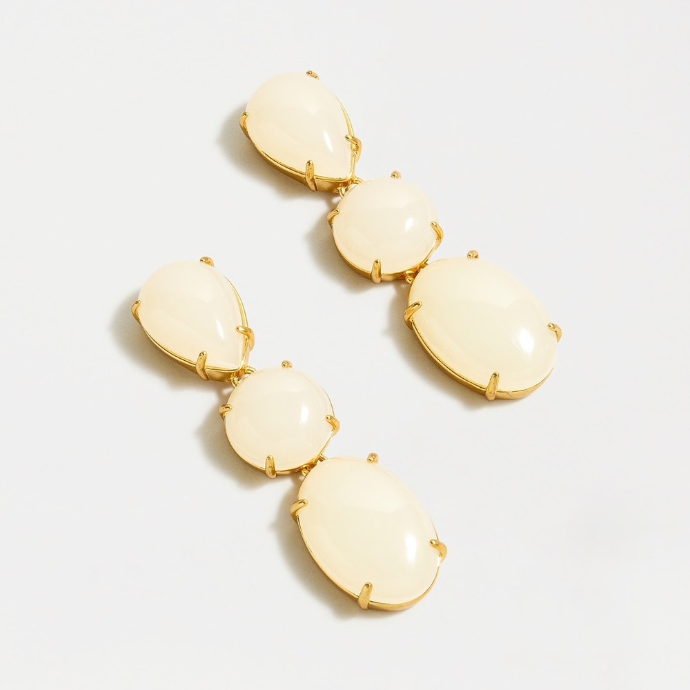 JCREW Triple Stone Earrings NWT OS White